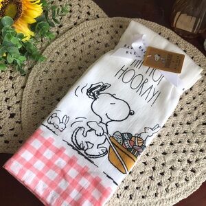 Rae Dunn x Peanuts SNOOPY HIP HOP HOORAY Easter Kitchen Towels